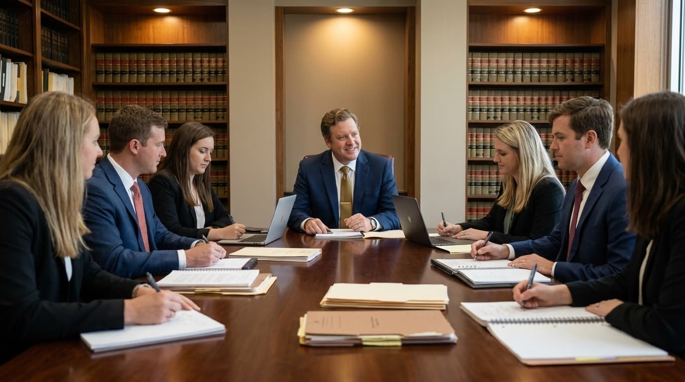 Attorney Williams leading a legal strategy session with team members